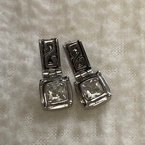 Sterling Silver & Clear Stone Dangle Earrings